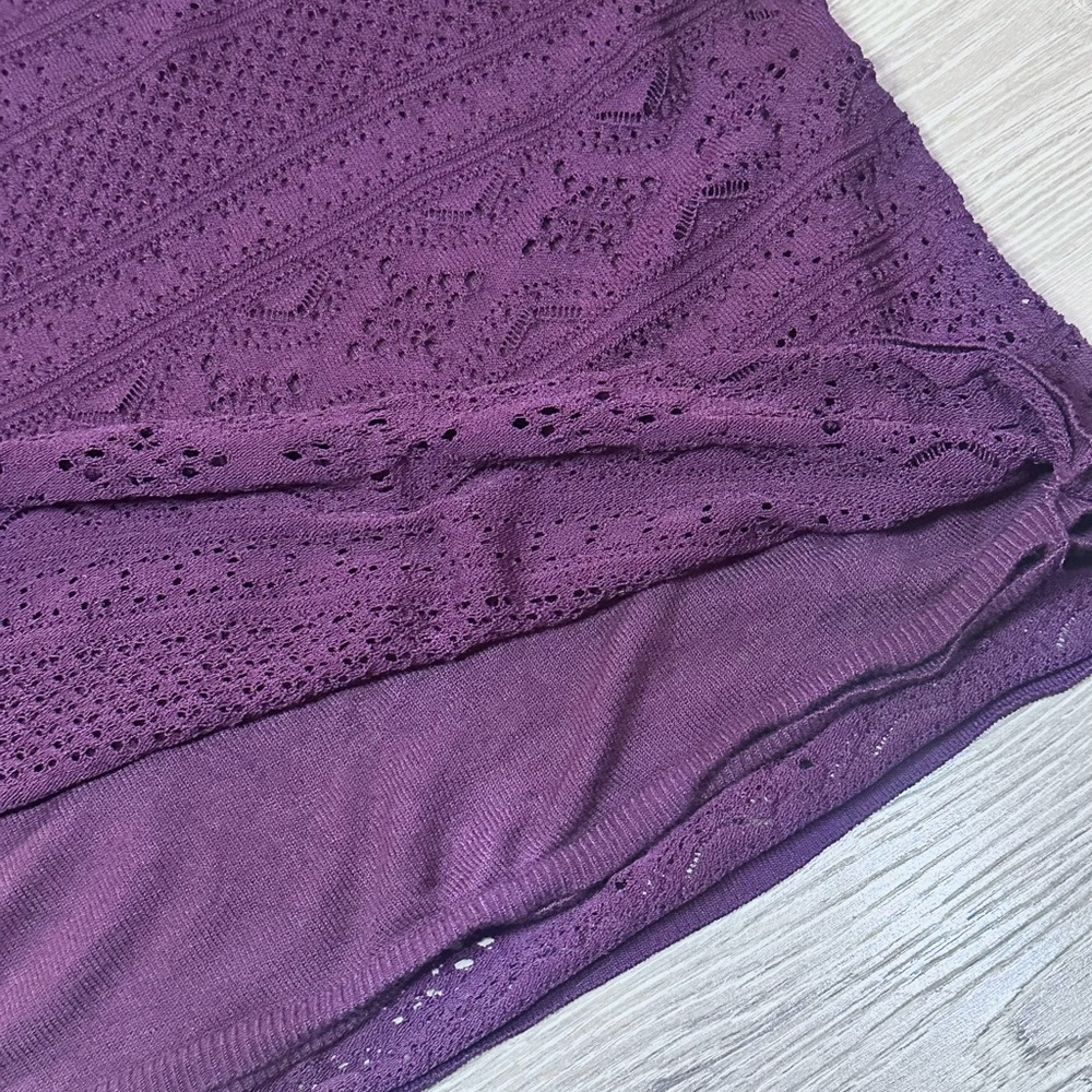 WHBM Crochet Knit Plum Purple Mini Skirt - Picture 9 of 11